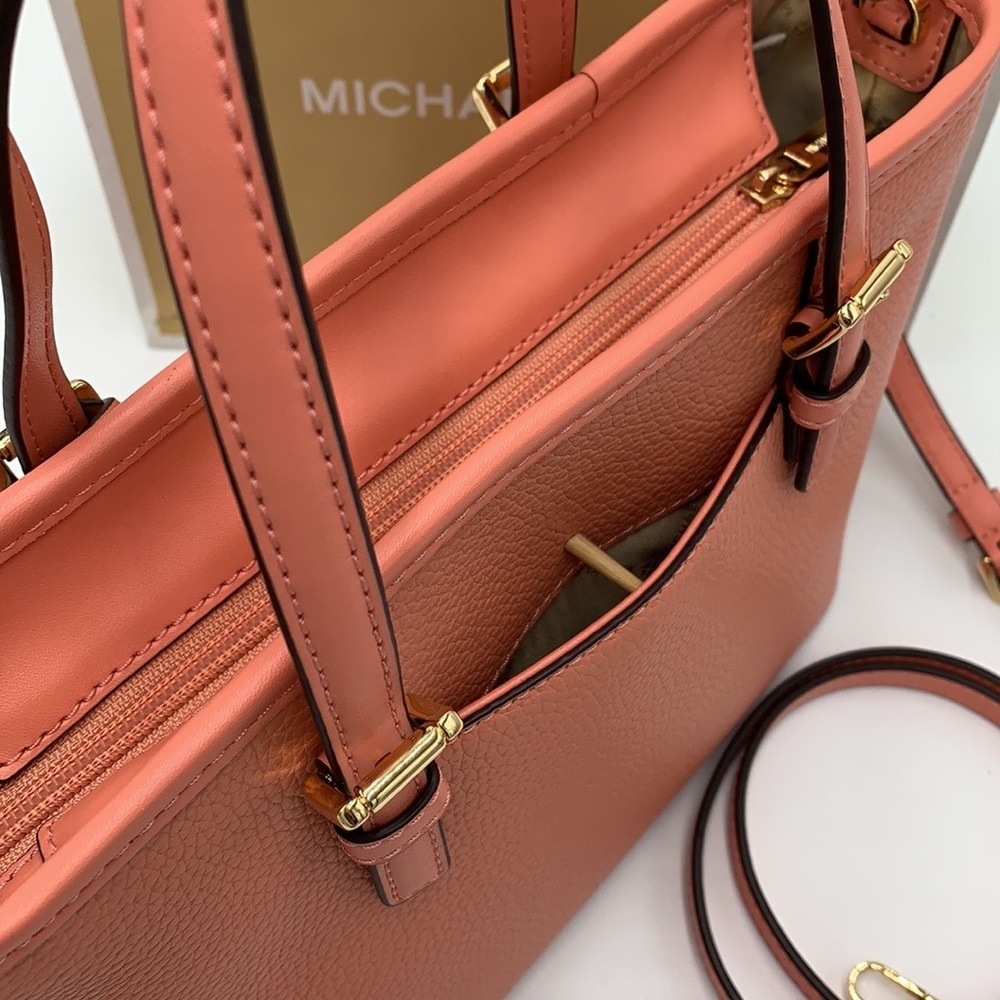 MICHAEL KORS XSMALL CARRYALL CONVERTIBLE TOP ZIP TOTE SHERBERT COLOR - Picture 8 of 16